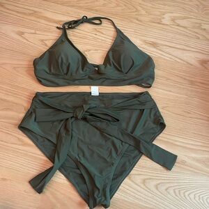 NWOT olive green two piece bikini swimsuit women’s 3XL